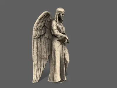 Angel holding gun Low-poly 3D model
