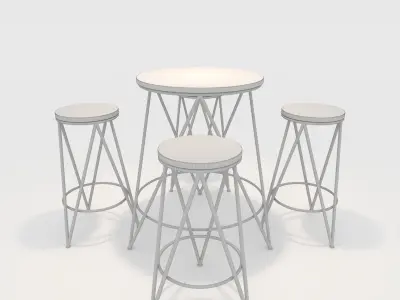 Bar Table And Chair 3 3D model