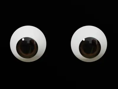 Dark Brown Cartoon Eyes Low-poly 3D model