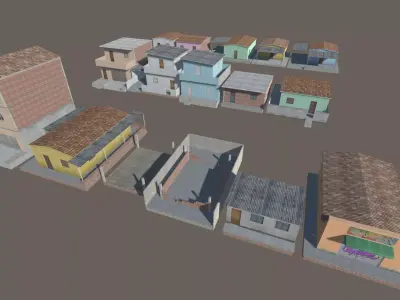 pack of slum houses Low-poly 3D model