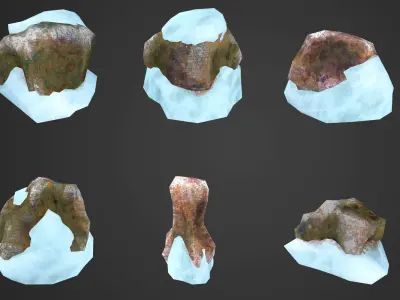 Stylized Rocks Bundle Low-poly 3D model