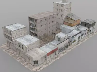 Shanty Town Buildings 2 City Blocks A B C Low-poly 3D model