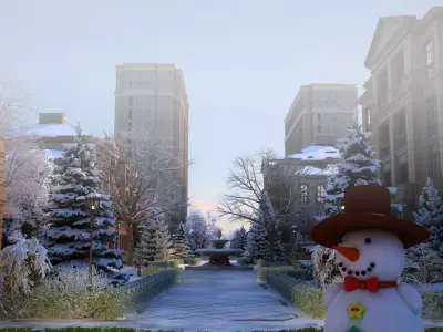 Residential Snow Scene 3D model