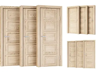 Wooden Door Set V6  3D model