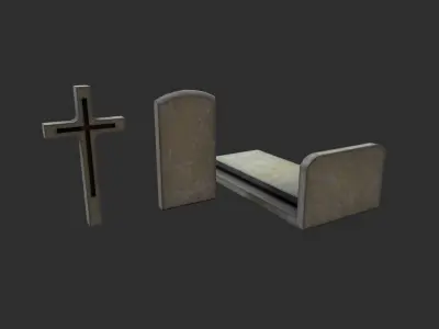 Gravestones Low-poly 3D model