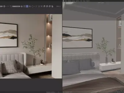 Cozy Modern Master Bedroom Interior C4D  Redshift 3D model