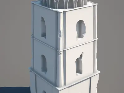 Ancient tower ruins low poly untextured Low-poly 3D model