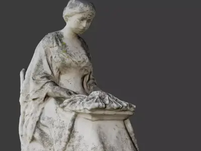 french classical sitting woman statue Low-poly 3D model