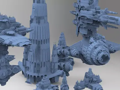 Star Freighter Grand battleship 11 designs  3D model