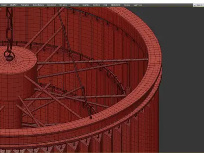 RH Odeon Chandelier Five Gold 80 Low-poly 3D model