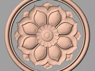 Bed door flower 3D relief STL model for CNC engraving E534 3D model