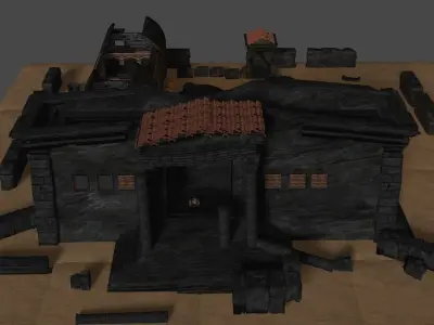 Roman Baths reconstruction and ruins 3D model