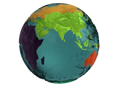 Earth Water 3D Globe Continents   Low-poly 3D model