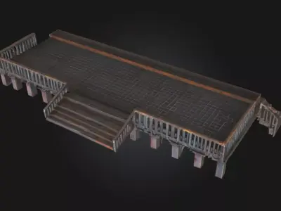 Rusty Metal Platform  Weathered Industrial Base 3D model