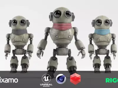 Sandunit  Robot  Game Ready  Mixamo Compatible Low-poly 3D model