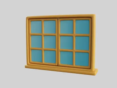 Cartoon Window 29a Low-poly 3D model