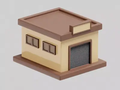 Garage Cartoon Low-poly 3D model