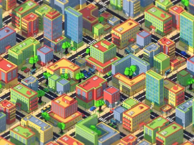 Low poly city Low-poly 3D model shop