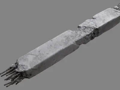 Damaged Concrete Column 04 v2 Low-poly 3D model