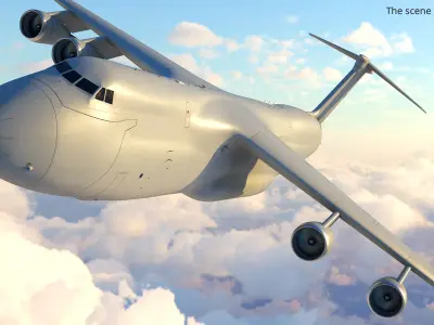  Humanitarian Aid Transport Aircraft with Nose Open and Cargo with Interior 