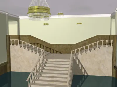 Simple and wall lamps of metal and glass 3D model