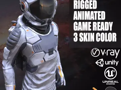 male Space Suit Low-poly 3D model