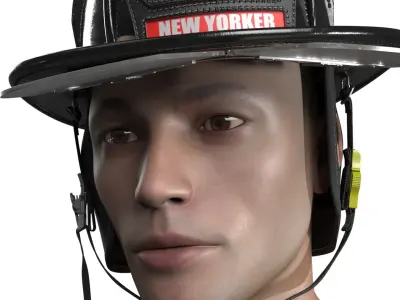  Cairns New Yorker Fire Helmet on Male Head 