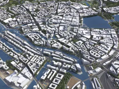 Hamburg - 3D City Model Low-poly 3D model