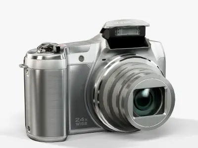 Olympus Stylus SZ16 Silver compact digital camera Low-poly 3D model