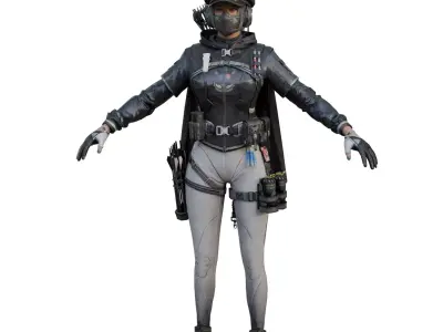 Female Warrior Low-poly 3D model get