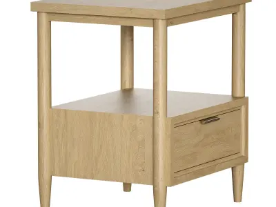 Bodie Natural Oak Wood Kids Nightstand with Drawer 3D model