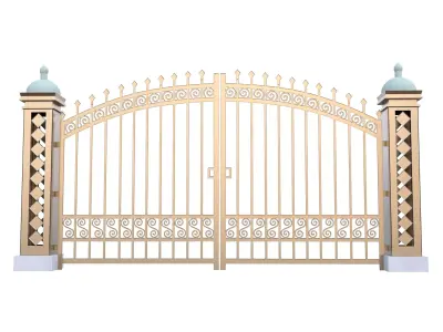 Decorative Metal Entrance Gate Low Poly PBR 3D Model Low-poly 3D model