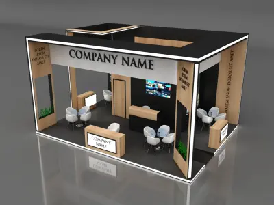 Booth Exhibition Stand Stall 8x6m Height 450 cm 3 Side Open 3D model