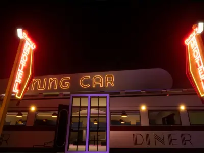 Retro Googie Diner Neon Sign Set - FBX Included Low-poly 3D model