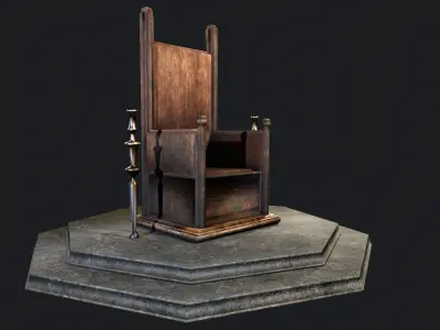 old wooden throne Low-poly