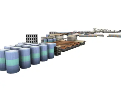 industrial teluk bayur - factory building - industry - harbor Low-poly 3D model