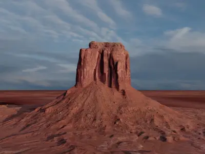 Monument Valley East Mitten Butte Low-poly 3D model