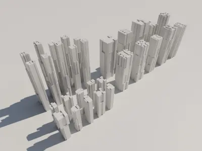 Sci-Fi Futuristic Low Poly Buildings pack - 100 Buildings Low-poly 3D model