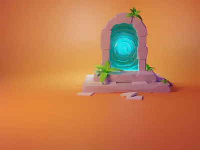 Stylized Fantasy Portal Glowing Mystic Gateway Low-poly 3D model