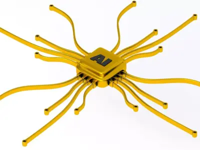 ai chip Symbol Gold 3D model