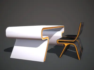 Desk Sci Fi Low-poly 3D model