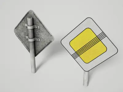 Priority Road Signs Pack Game Ready Vol 3 Low-poly 3D model