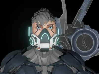 Cyberpunk2030 character holding sword 3D model