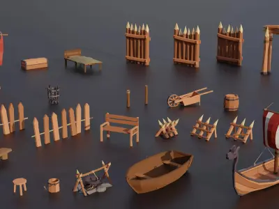 Medieval Village Megapack Low Poly RG Low-poly 3D model