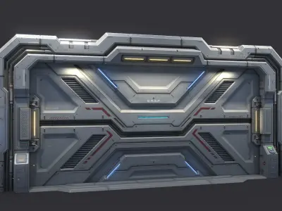 Sci-Fi Door Kit Vol 01-Type F-PBR Low-poly 3D model