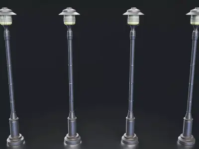 Street and Park Lamp Post Set Low-poly 3D model