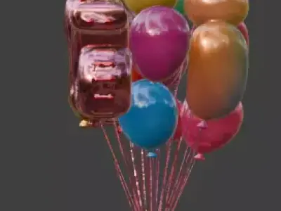 2026 New Year Foil Balloon Sculpture 3D Model Low-poly 3D model