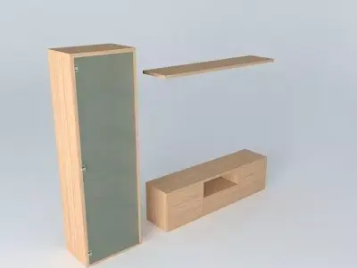 Furniture tv unit with shelves and drawers 3D model