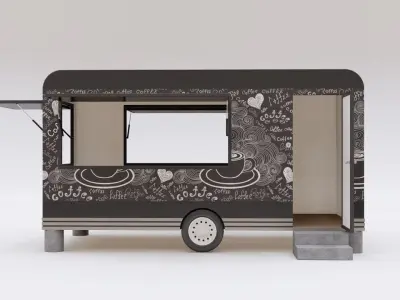 Truck Shaped Booth Food Stall 3D model