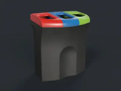 Street Trash Can 30 PBR Game Ready Low-poly 3D model